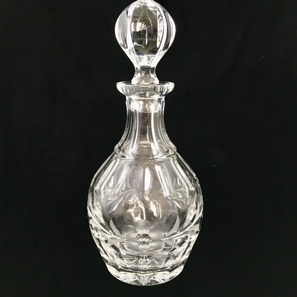 Gorham Crystal Wine Decanter 11” Tall “Spring Meadow” Clear